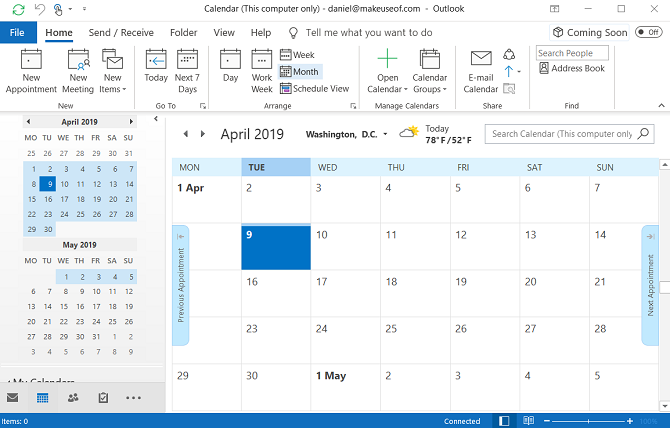 outlook kalender tab