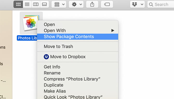 Inhoud van macOS Photos Library tonen