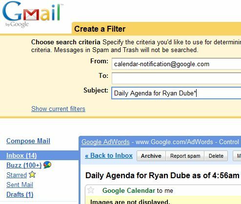 Maak tijd vrij met Google Agenda, Blog & Statusupdates gmailfilter5