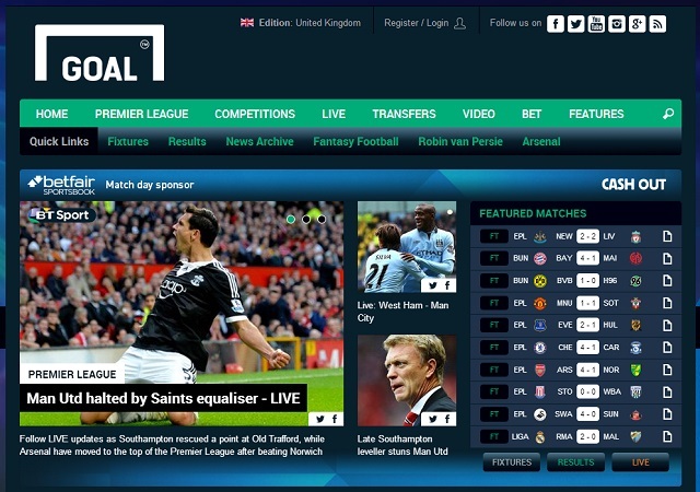 8 Super Websites voor voetbalfans doel homepage