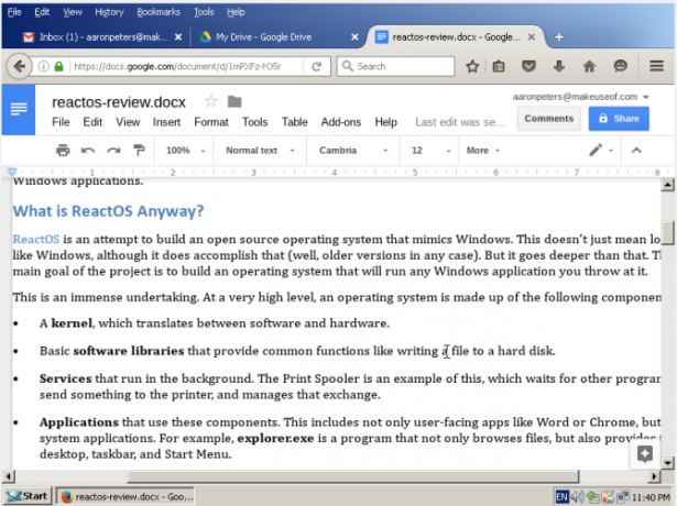 reactos beoordeling firefox googledoc