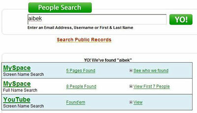 Coole 'Identity Search' Tools voor Social Web yoname demo