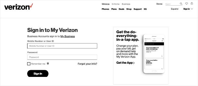 Verizon startpagina banner