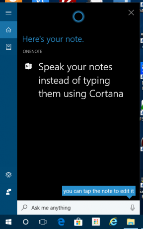 Gebruik Cortana om een ​​nieuwe notitie te maken