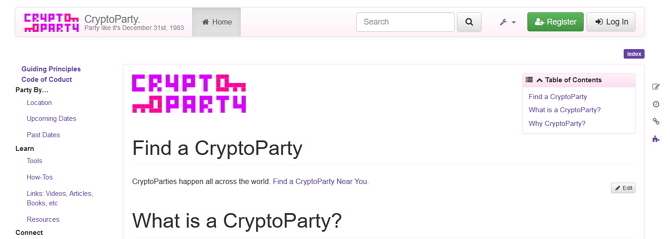 3 redenen om optimistisch te zijn over de toekomst van online privacy Cryptoparty Website Screenshot