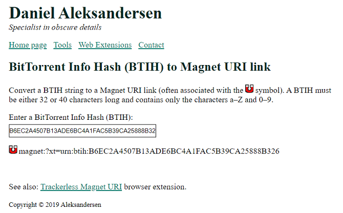 daniel aleksandersen hash to magnet