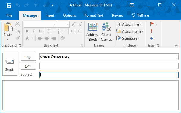 Windows 10 Outlook Nieuwe e-mail opdrachtschakelaar
