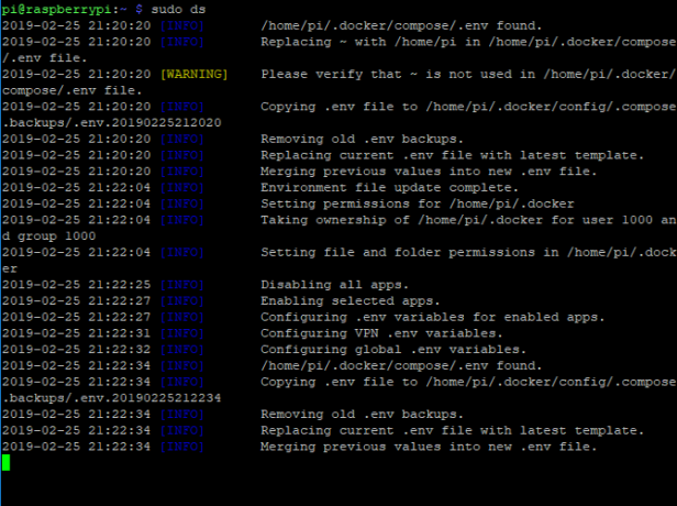 Dockstarter Final Configuration Log