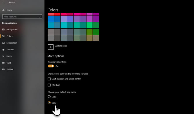 Windows 10 donkere modus