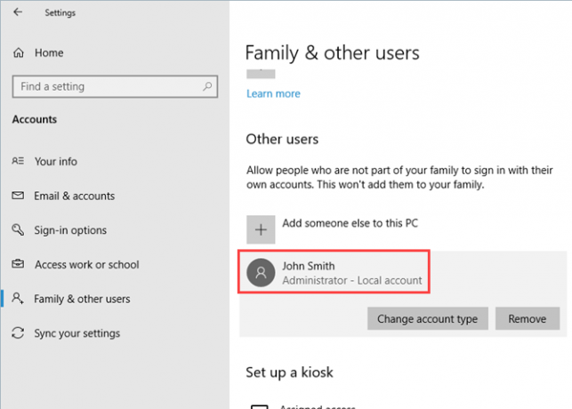 Standaardaccount gewijzigd in een beheerdersaccount in Windows 10