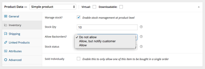 De 5 beste manieren om een ​​webwinkel te maken WooCommerce Simple Product Inventory Tab 670x227