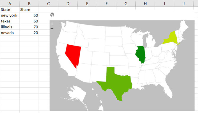 aangename spreadsheets Microsoft Excel add-in geografische warmtekaart