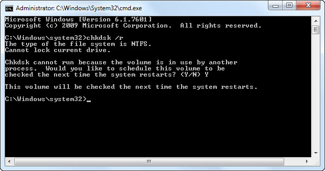 chkdsk-r-schema om uit te voeren