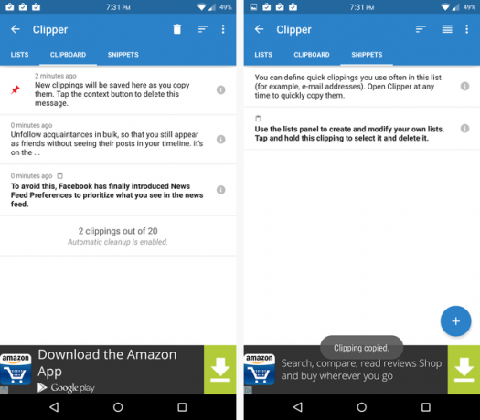 kopiëren en plakken op Android - Clipper Android Clipboard-app