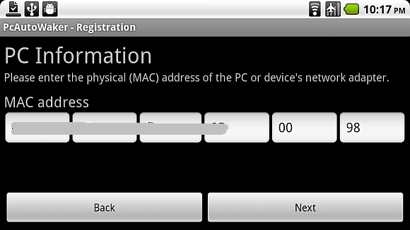 ontwaken op lan Android-app