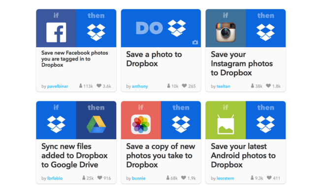 IFTTT Dropbox-recepten