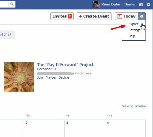 export facebook kalender