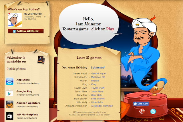 verbazingwekkende geestverruimende akinator