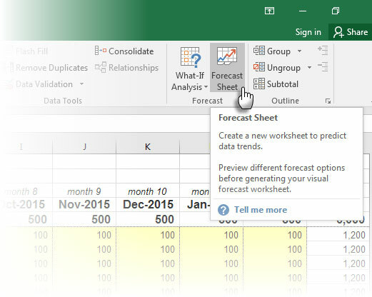 Prognose met Excel 2016