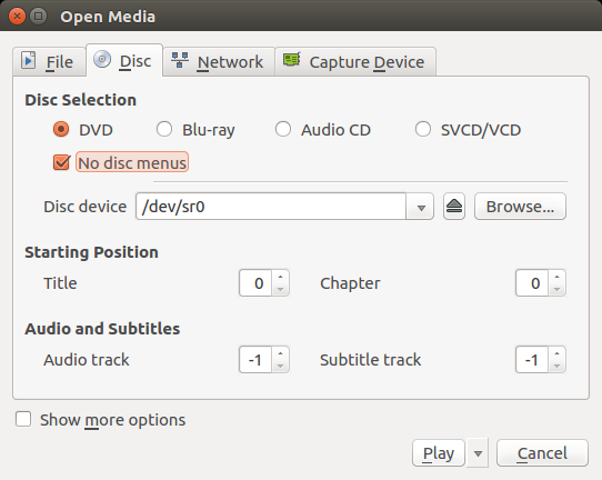 VLC Geen menu's