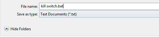 sla het bestand op als killswitch bat