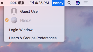 Snel tussen gebruikersaccounts wisselen met de Mac-menubalk Mac Switch-gebruiker