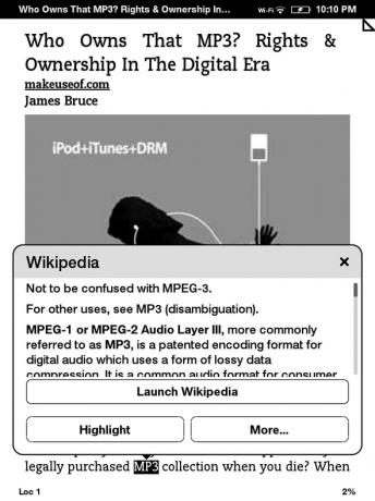 Verborgen Kindle-functies die u moet kennen over Highlight More Wikipedia MP3