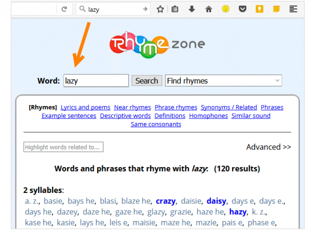 10 manieren waarop uw browser u kan helpen creatiever te zijn RhymeZone FF