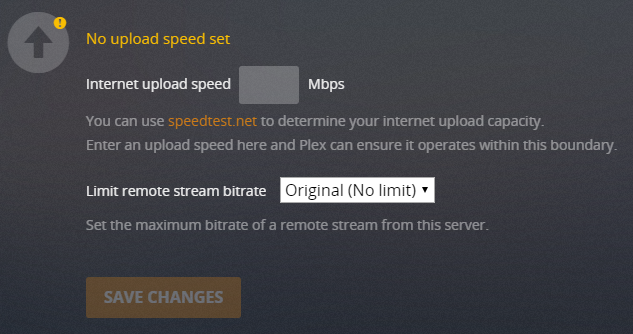 plex beperken upload snelheid