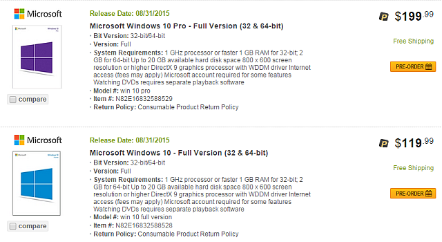 Newegg Windows 10 Leak 2