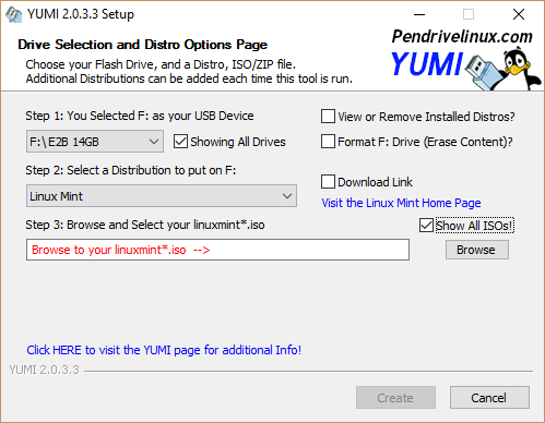 Hoe maak je een opstartbare multiboot USB voor Windows en Linux YUMI USB Creation Page