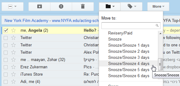 gmail snooze-knop