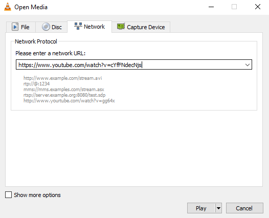 VLC YouTube Play