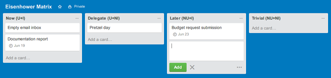 Prioriteit toekennen aan taken met het Eisenhower Matrix Productivity System trello eisenhower matrixbudget