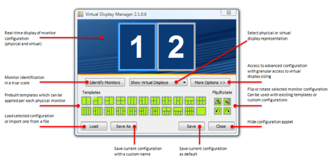 virtuele displaymanager met opties