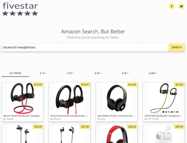 FiveStar is een minimalistische Amazon-zoekmachine