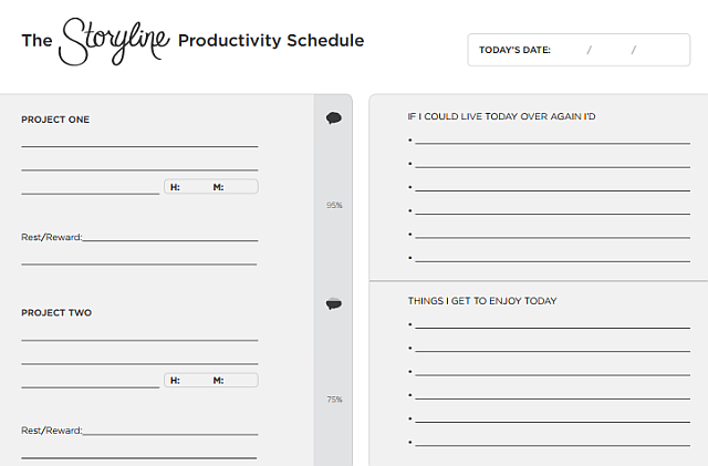 een-pagina-productiviteit-planner-afdrukbare-de-verhaallijn-productiviteit-schema