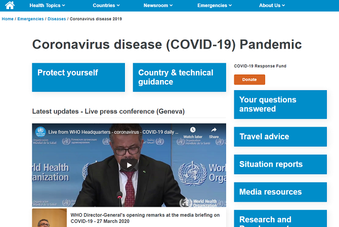 wie coronavirus pandemie website