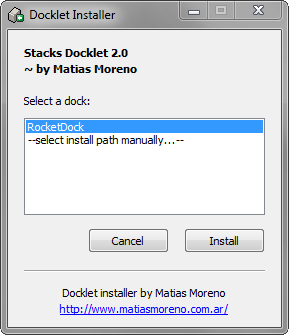 RocketDock + Stacks Docklet: niet alleen een dock, maar een complete oplossing voor desktoporganisatie [Windows] 2013 04 12 22 48 04 Docklet-installatieprogramma