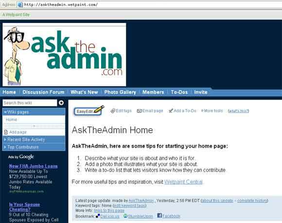 Maak eenvoudig uw eigen wikisite met WetPaint wetpaint7