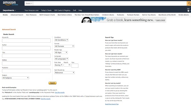 Amazon geavanceerd zoeken