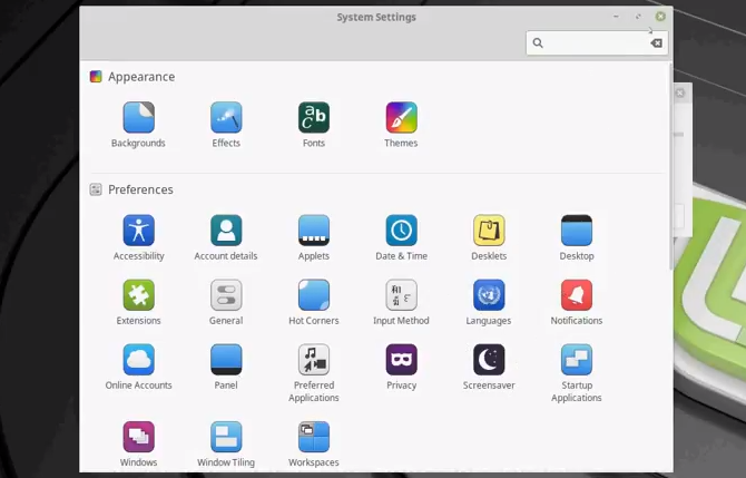 linux mint systeeminstellingen
