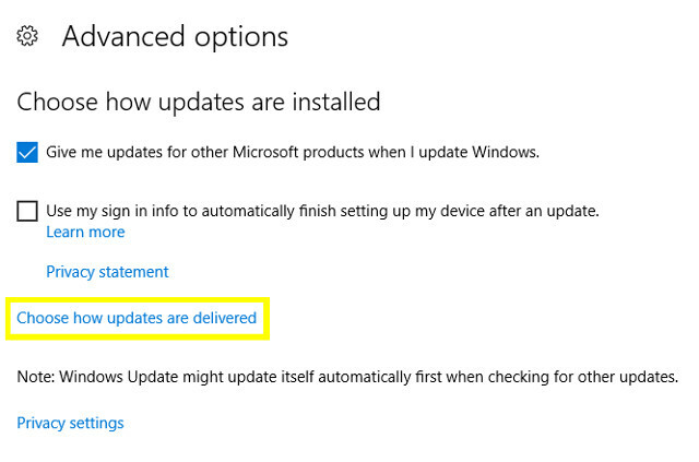 Windows Kies hoe updates worden geleverd