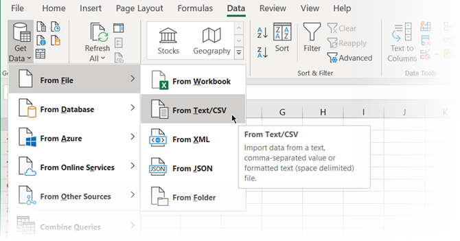 Start de Text Data Wizard handmatig