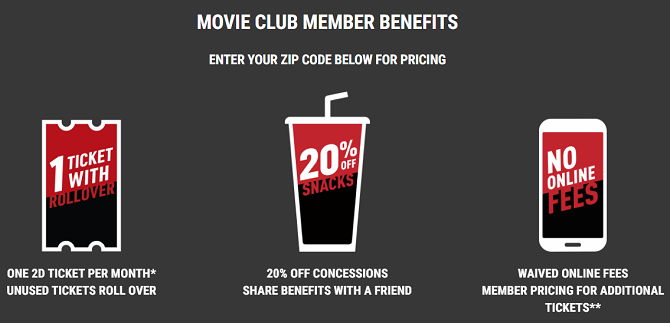 Alternatieven voor MoviePass - Cinemark Movie Club