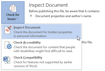 Inspecteer document van Microsoft Word 2013