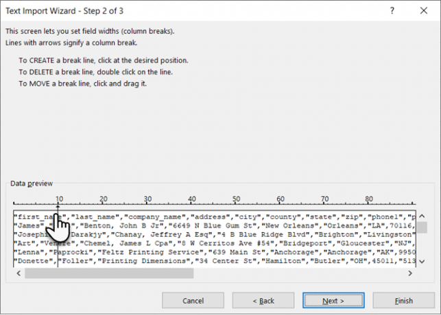 Importeer gegevens met vaste breedte in Microsoft Excel