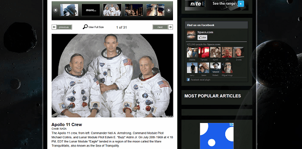 Meer informatie over Neil Armstrong & The Apollo 11 Moon Landing On The Web spacecom apollo 11