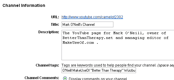 pas YouTube-kanaalinformatie aan