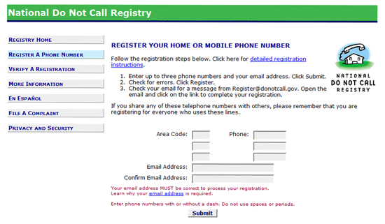 DoNotCall - Telemarketing Do not Call List